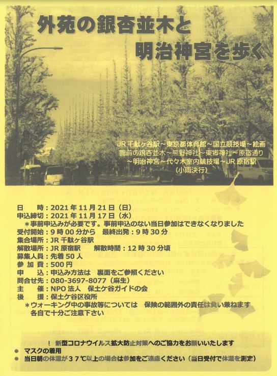外苑の銀杏並木と明治神宮を歩くの画像